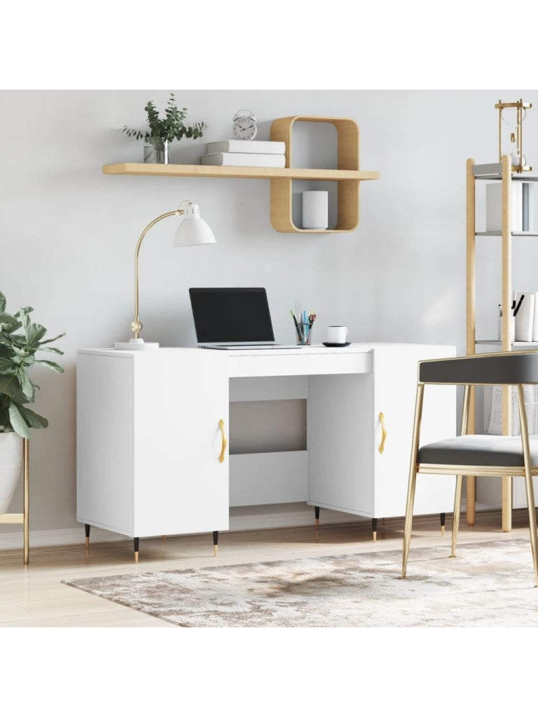 Holz Arbeitstisch in Weiss 140 x 50 x 75 cm fur Buro Studium und Computerarbeit