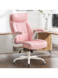 Ergonomischer Kunstleder Chefsessel bis 185 kg mit verstellbarer Ruckenlehne in Rosa