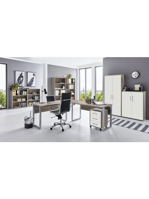Arbeitszimmer Mobel Set im modernen Design in Sonoma Eiche und Weiss matt