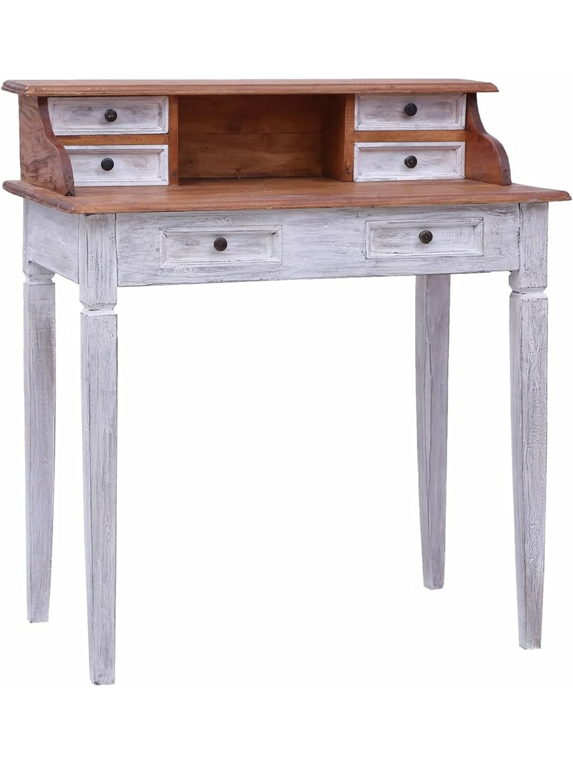 Massivholz Schreibtisch aus Altholz 90 x 50 x 101 cm mit Schubladen fur Buro und Arbeitszimmer