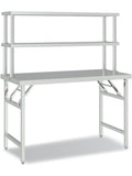 Edelstahl Arbeitstisch 120 x 60 x 145 cm mit Aufsatzboard und klappbarer Konstruktion fur Kuche Gastronomie Restaurant und Werkstatt
