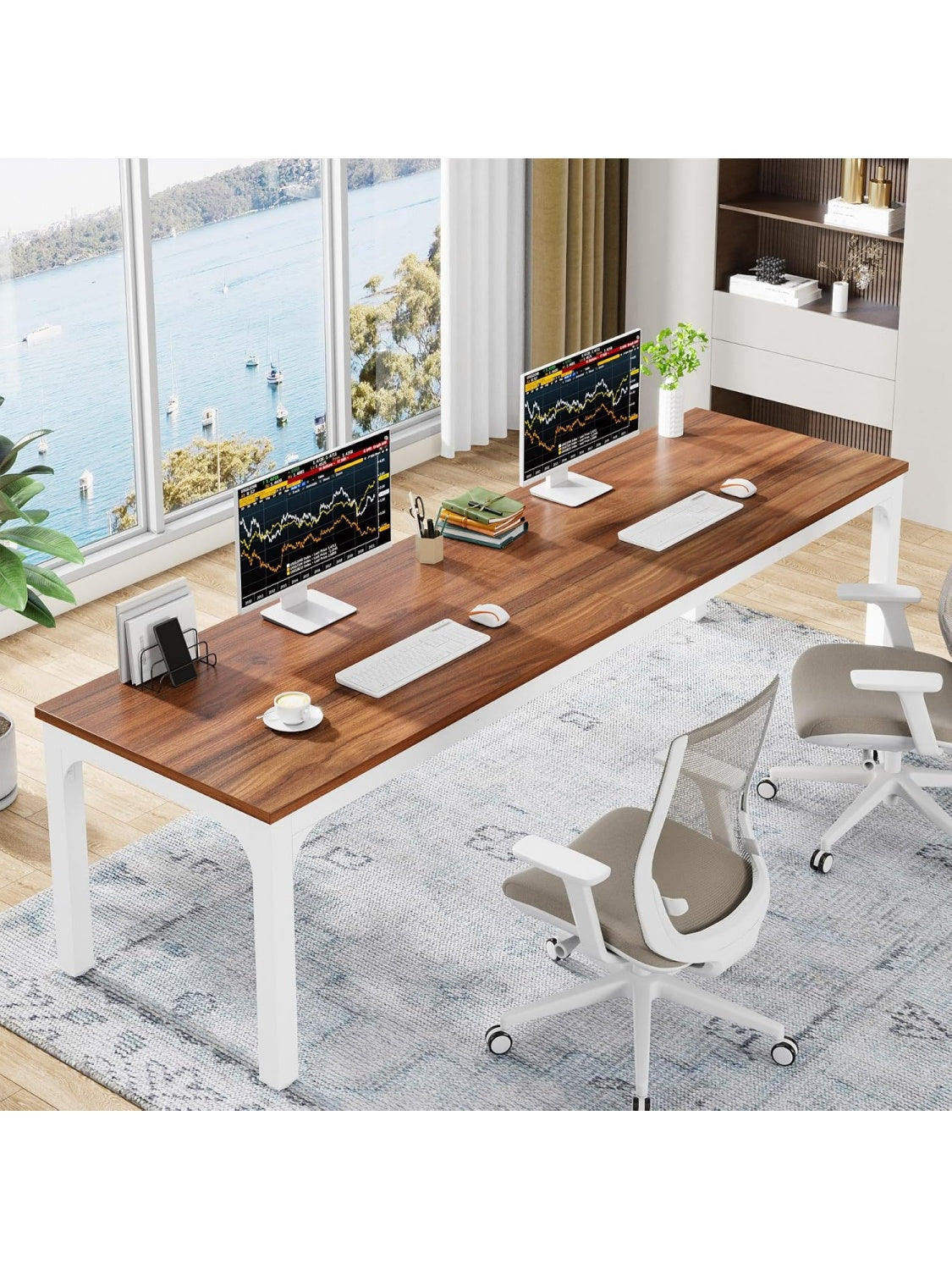 Doppelter Schreibtisch 200 x 70 cm fur Buro Konferenz oder Homeoffice