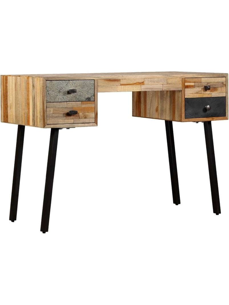Burotisch aus recyceltem massivem Teakholz 110 x 50 x 76 cm im naturlichen Stil