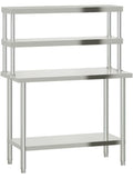 Edelstahl Arbeitstisch 110 x 55 x 150 cm mit Aufsatzboard und zwei Ablagen fur Kuche Restaurant Bar und Gastronomie