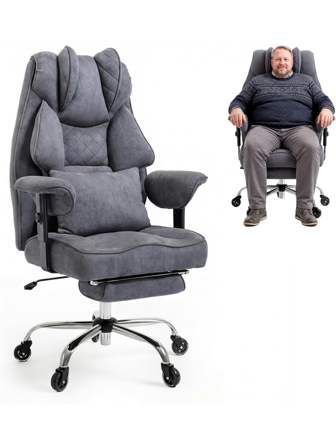 Ergonomischer XXL Chefsessel mit Fussstutze bis 200 kg Belastbarkeit
