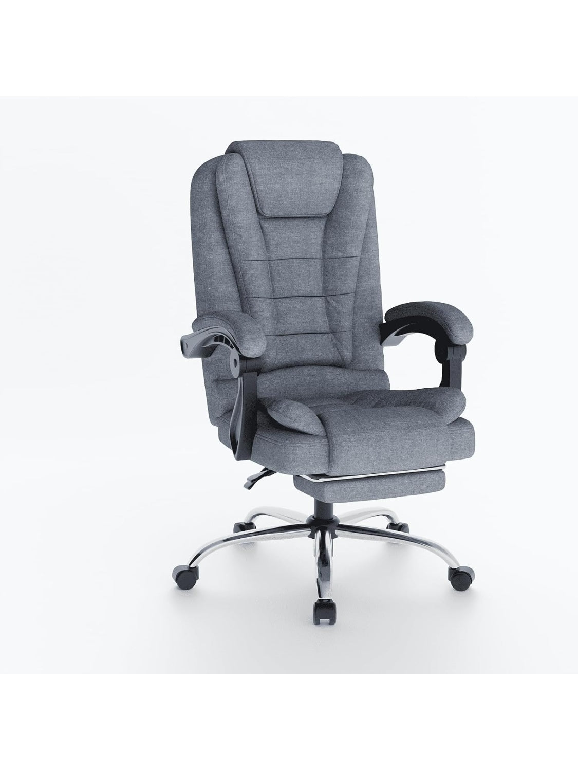 Ergonomischer Chefsessel aus Stoff mit Fussstutze in Grau