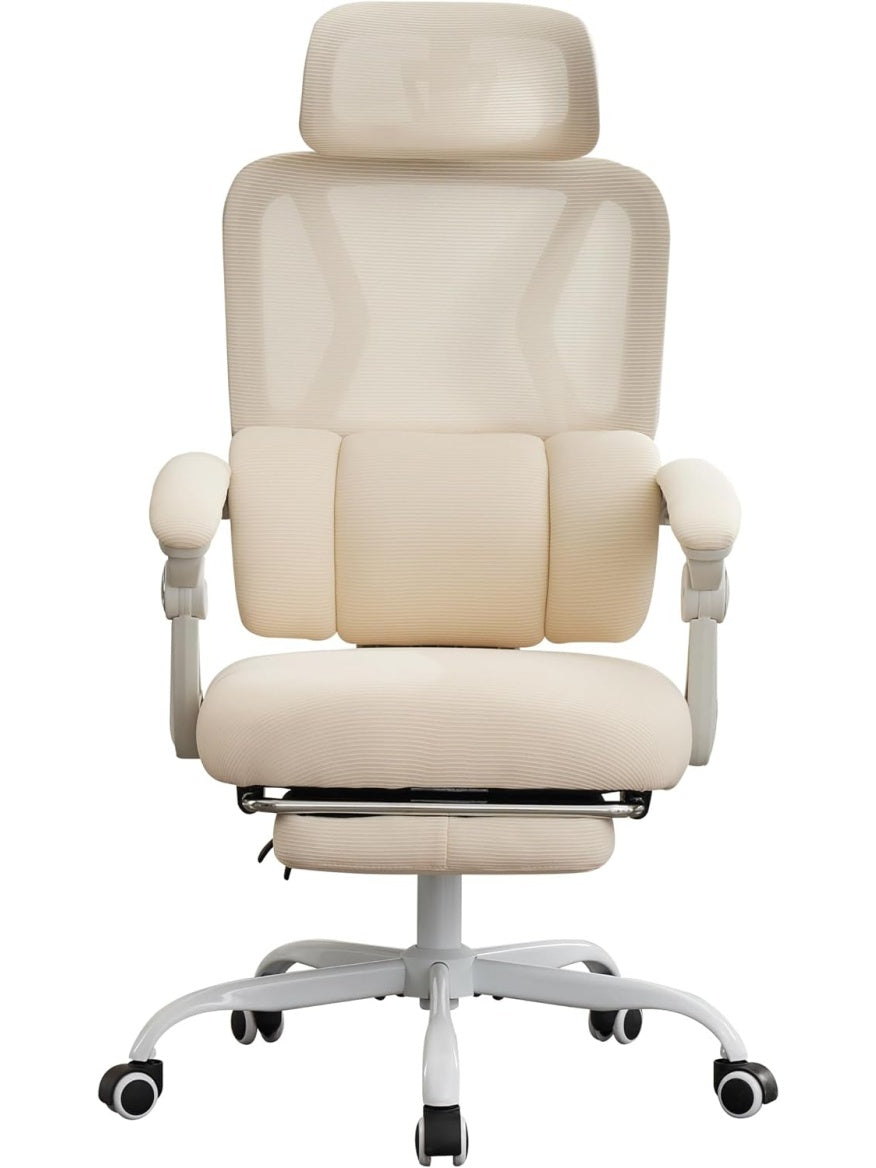 Ergonomischer Homeoffice Burostuhl mit Fussstutze in Beige