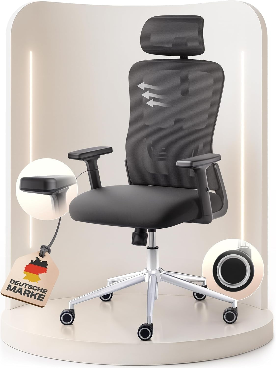 Ergonomischer Drehstuhl bis 150 kg mit stabiler Konstruktion und hohem Sitzkomfort