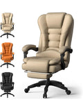 Ergonomischer Chefsessel aus PU Leder mit Liegefunktion und Armlehnen in Beige