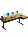 Hohenverstellbarer Eckschreibtisch 160 x 80 cm mit vier Schubladen in Braun